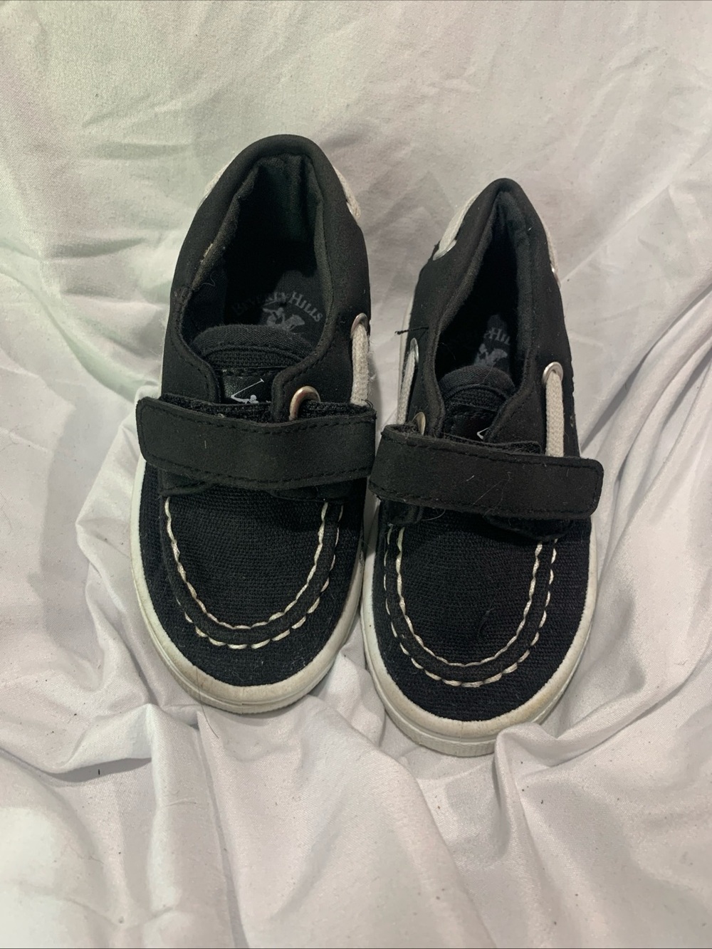 Beverly Hills Polo Club Black & White Kids Hook-and-Loop Dress Shoes